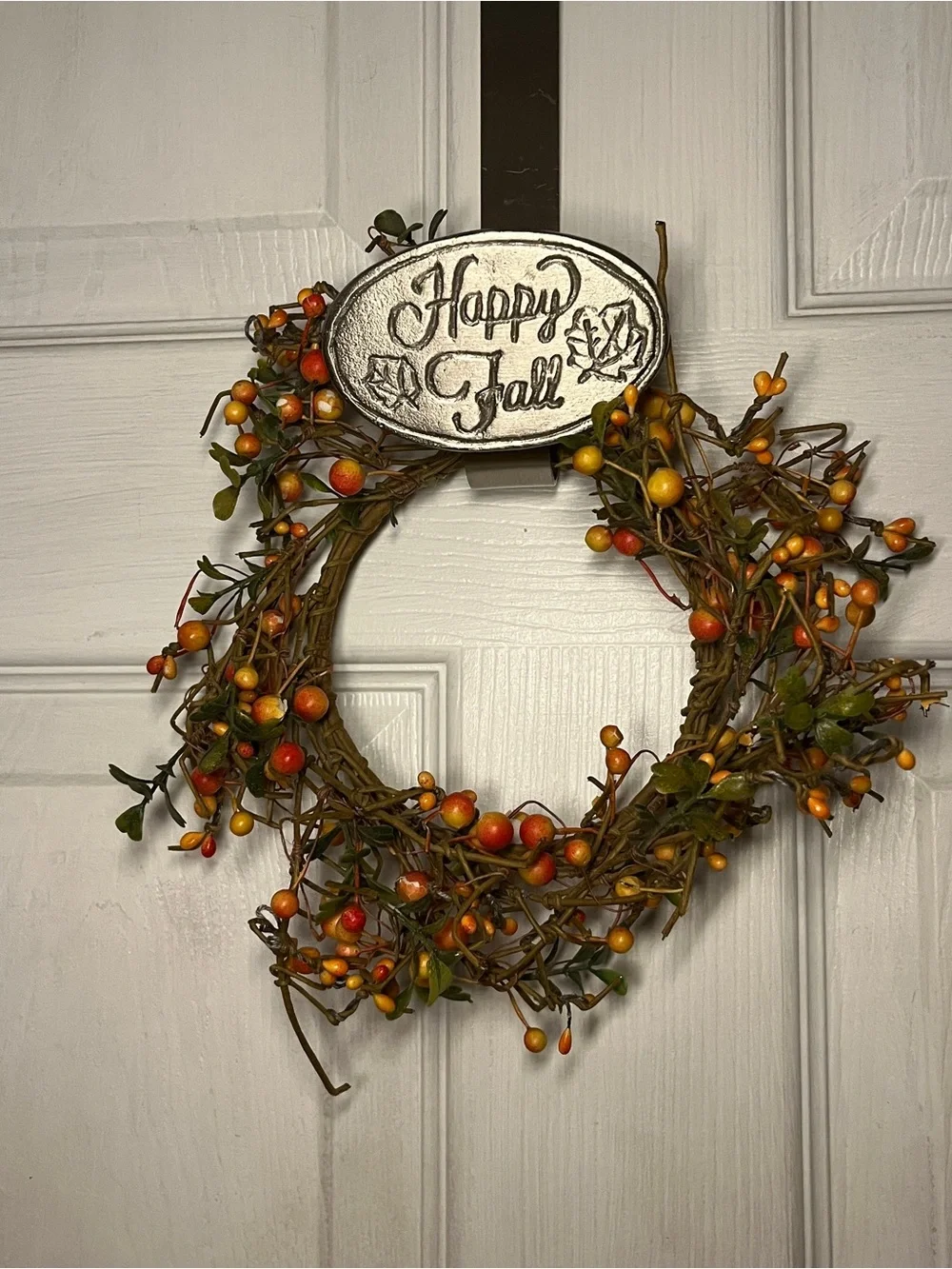 Happy Fall Over-the-Door Wreath Holder  - Silver